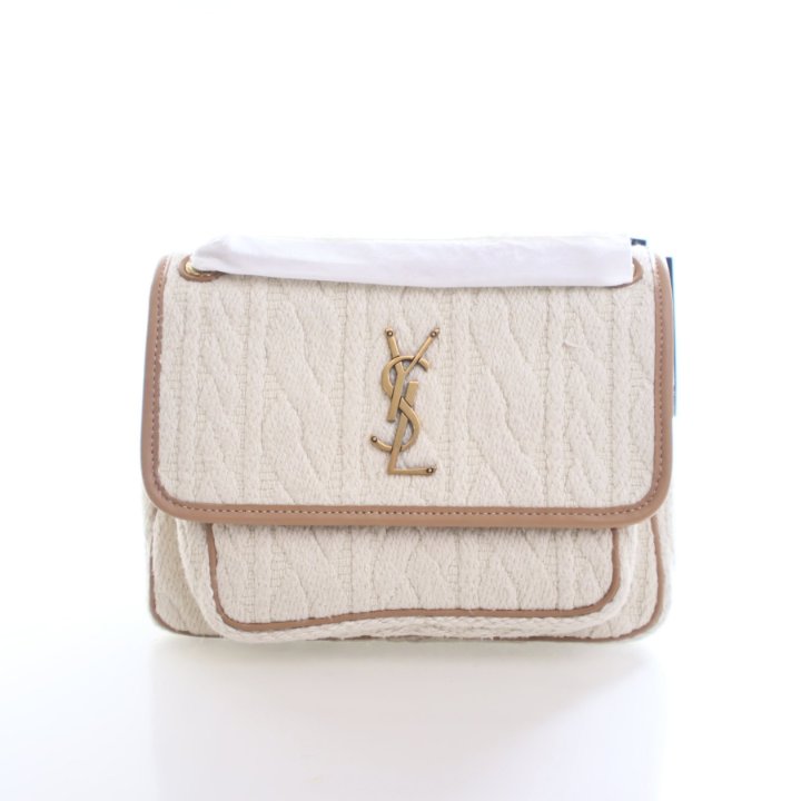 【新品未使用品】JACQUARD NY KNIT BEIGE Saint Laurent Baby Knit Niki Bag – Luxe Du Jour