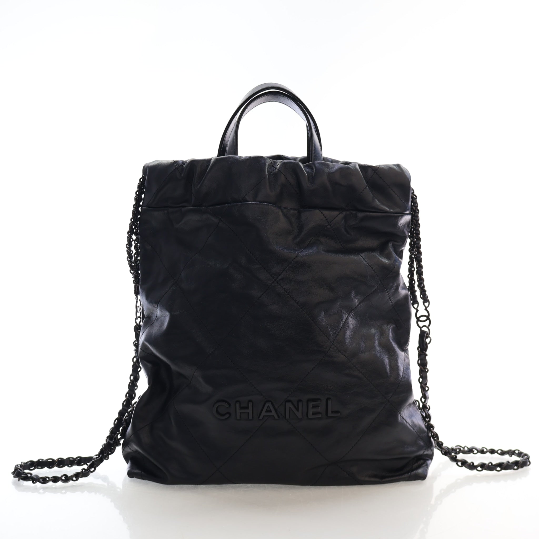 CHANEL ブラック キルティングリュック Chanel Shiny Calfskin 22 Backpack – Luxe Du Jour