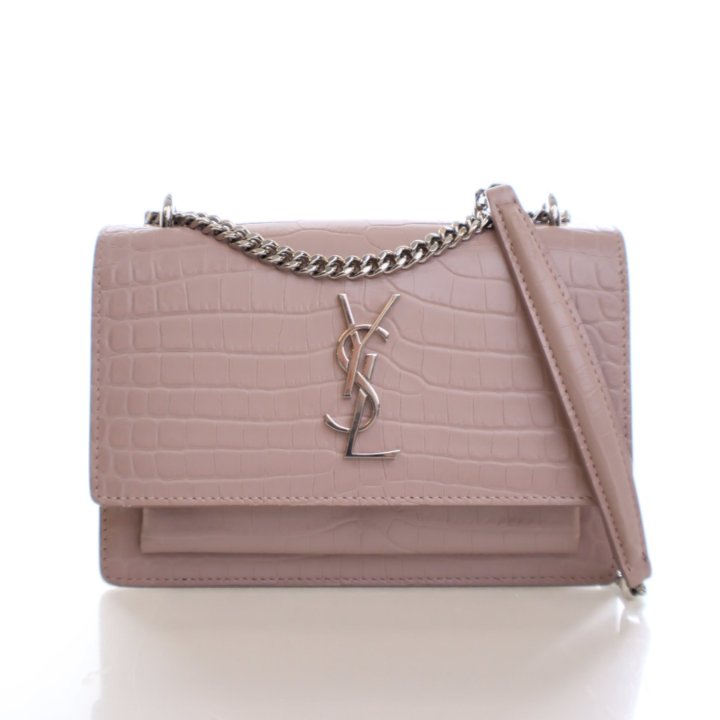 Saint Laurent Mini Crocodile Embossed Leather Sunset Flap Bag