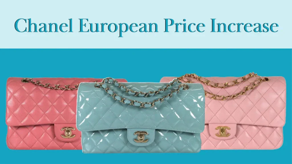 Three quilted Chanel handbags in coral, light blue, and pale pink with gold chain straps and logo clasps