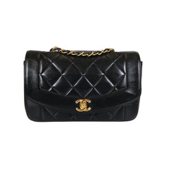 Black Chanel leather quilted handbag with gold chain strap and gold CC logo clasp