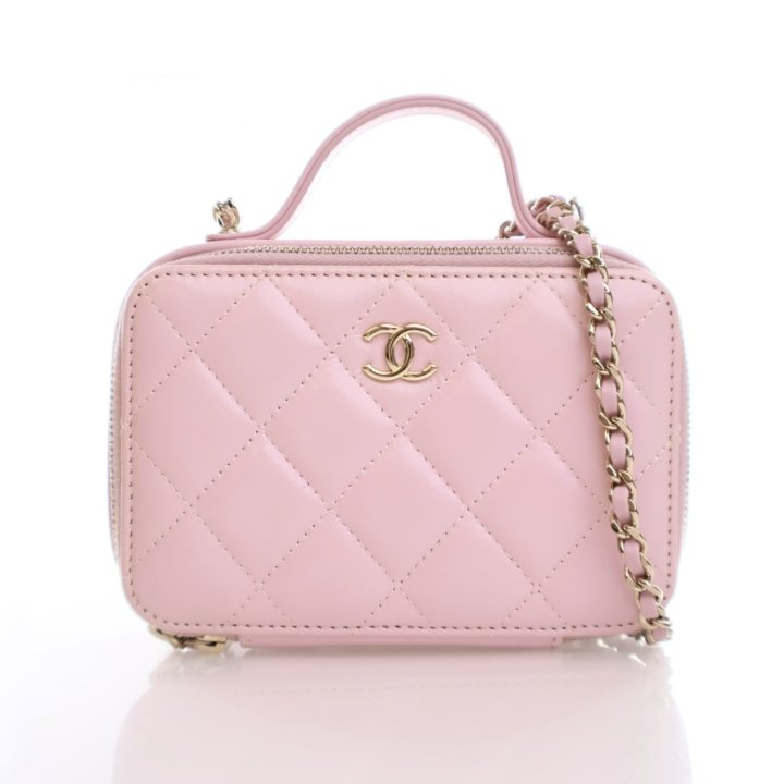 Chanel Mini Glazed Calfskin Double Zip CC Vanity Case