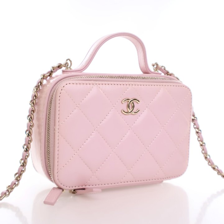 Chanel Mini Glazed Calfskin Double Zip CC Vanity Case
