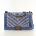 Chanel Large Denim Chevron Boy Bag