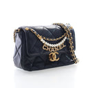 Chanel Mini Lambskin Pearl Logo Flap Bag