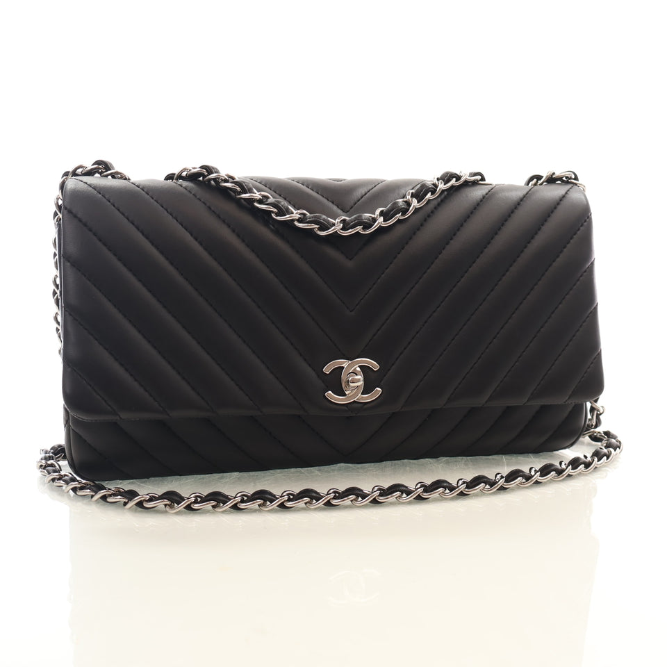 Chanel Jumbo Lambskin Chevron Single Flap Bag