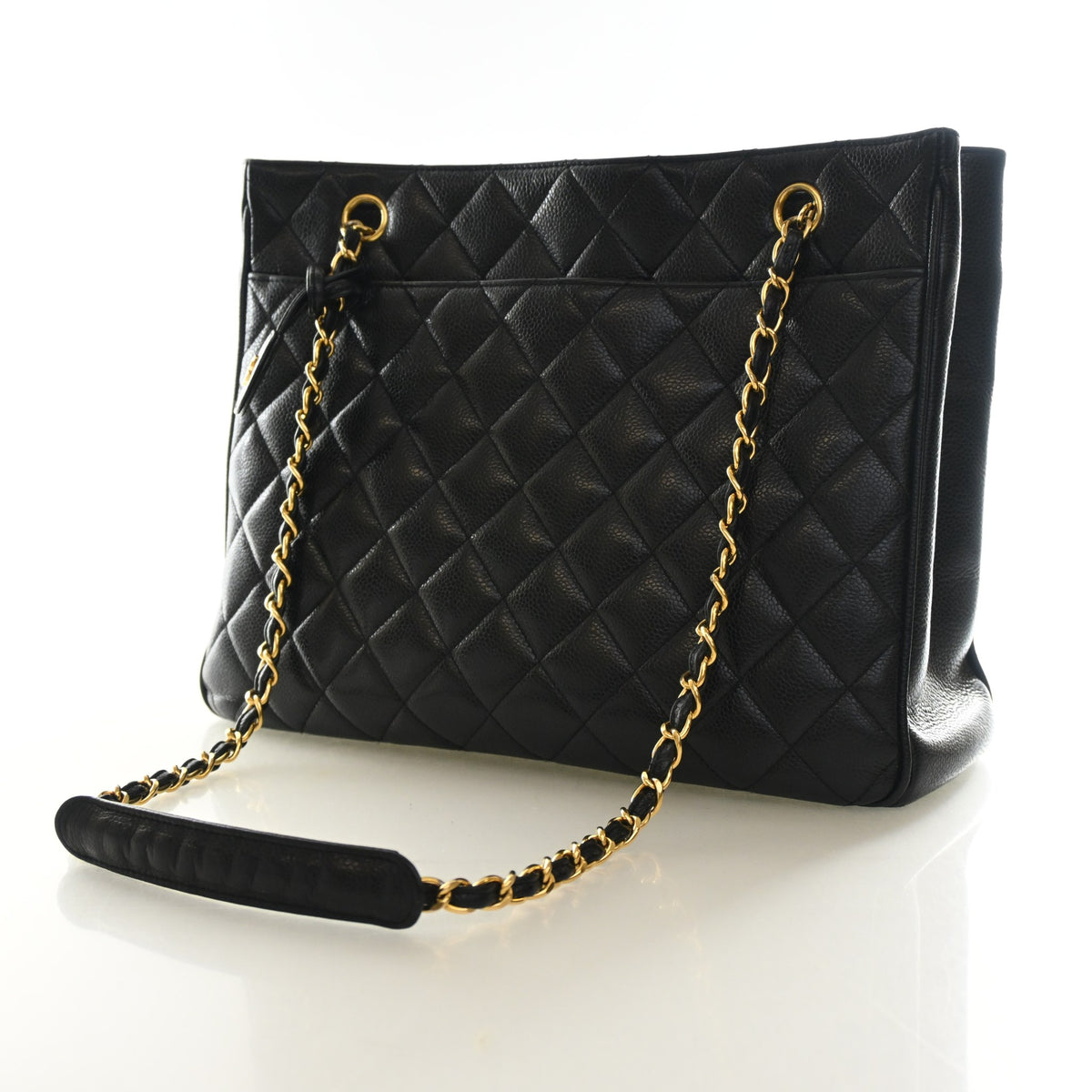 Vintage Chanel Shopping Tote Caviar Leather, three-quarter view