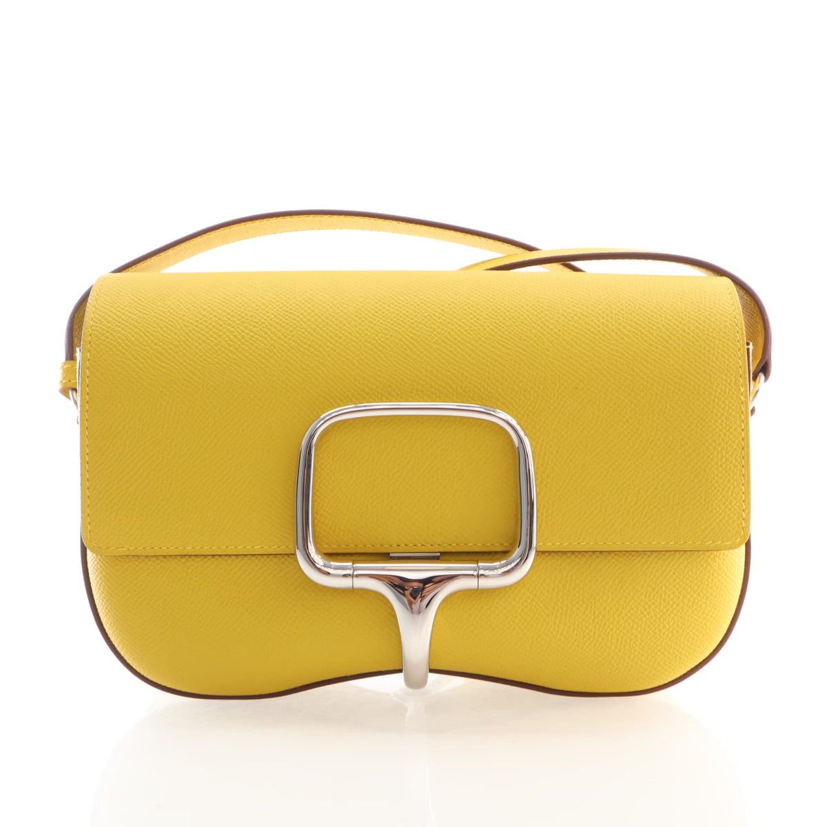 Pre-Owned Hermès Jaune De Naple Epsom Leather Della Cavalleria, front view, authenticated at Luxe Du Jour