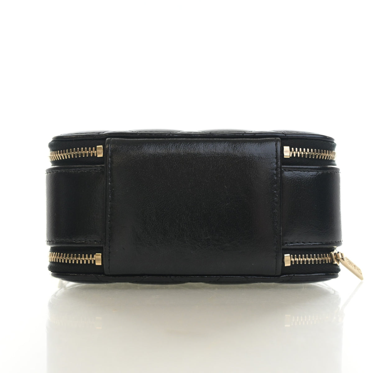 Pre-Owned Chanel Vanity Case Mini Glazed Calfskin Double Zip CC, base and feet view, photo 9 of 14