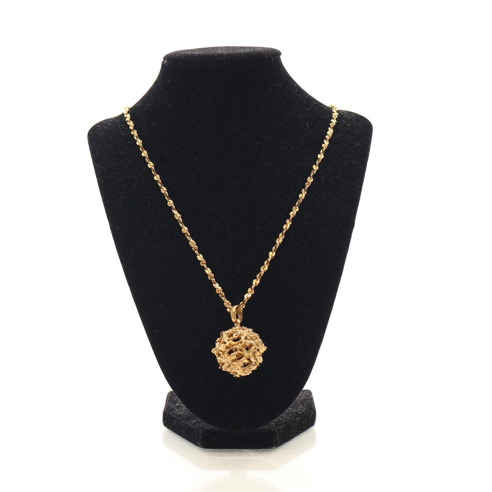 Saint Laurent Vintage Arabesque Ball Pendant Necklace.