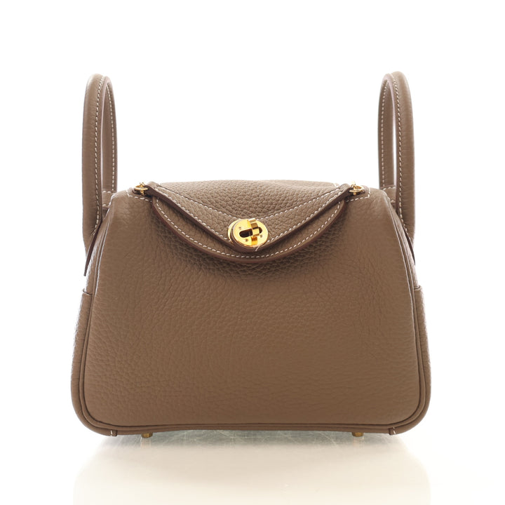 Hermes Etoupe Clemence Mini Lindy 20