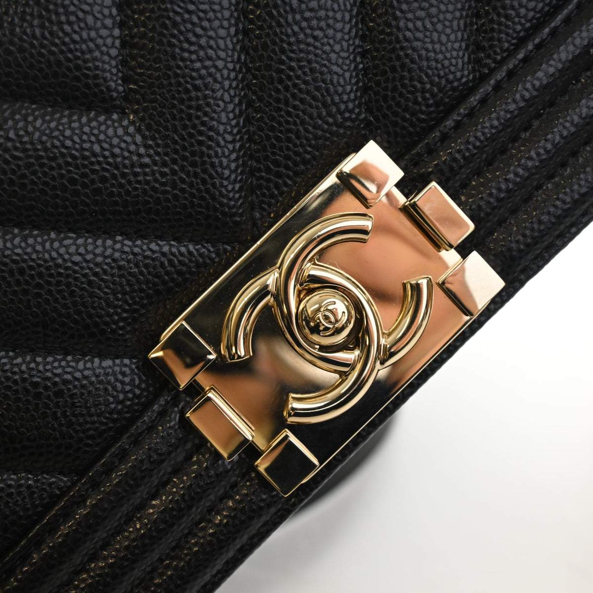 Pre-Owned Chanel Boy Bag Small Caviar Leather, gold hardware