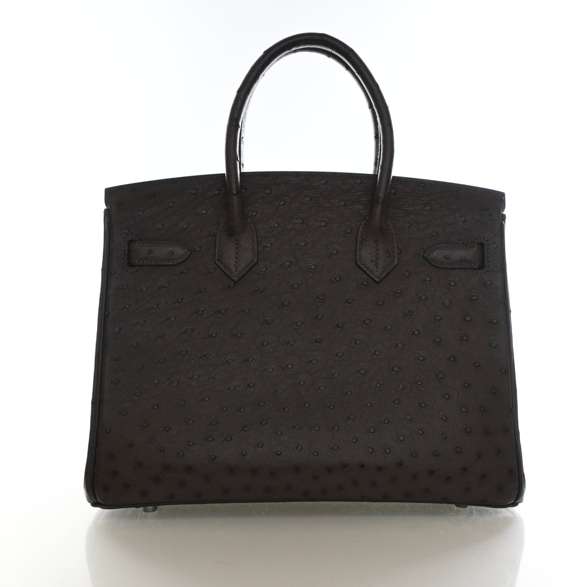Vintage Hermès Birkin 30 Chocolat Ostrich Leather, front view, photo 11 of 14