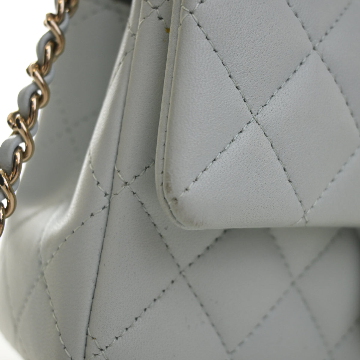 Pre-Owned Chanel Classic Flap Mini Lambskin Rectangular Top Handle Bag, side profile, photo 13 of 21