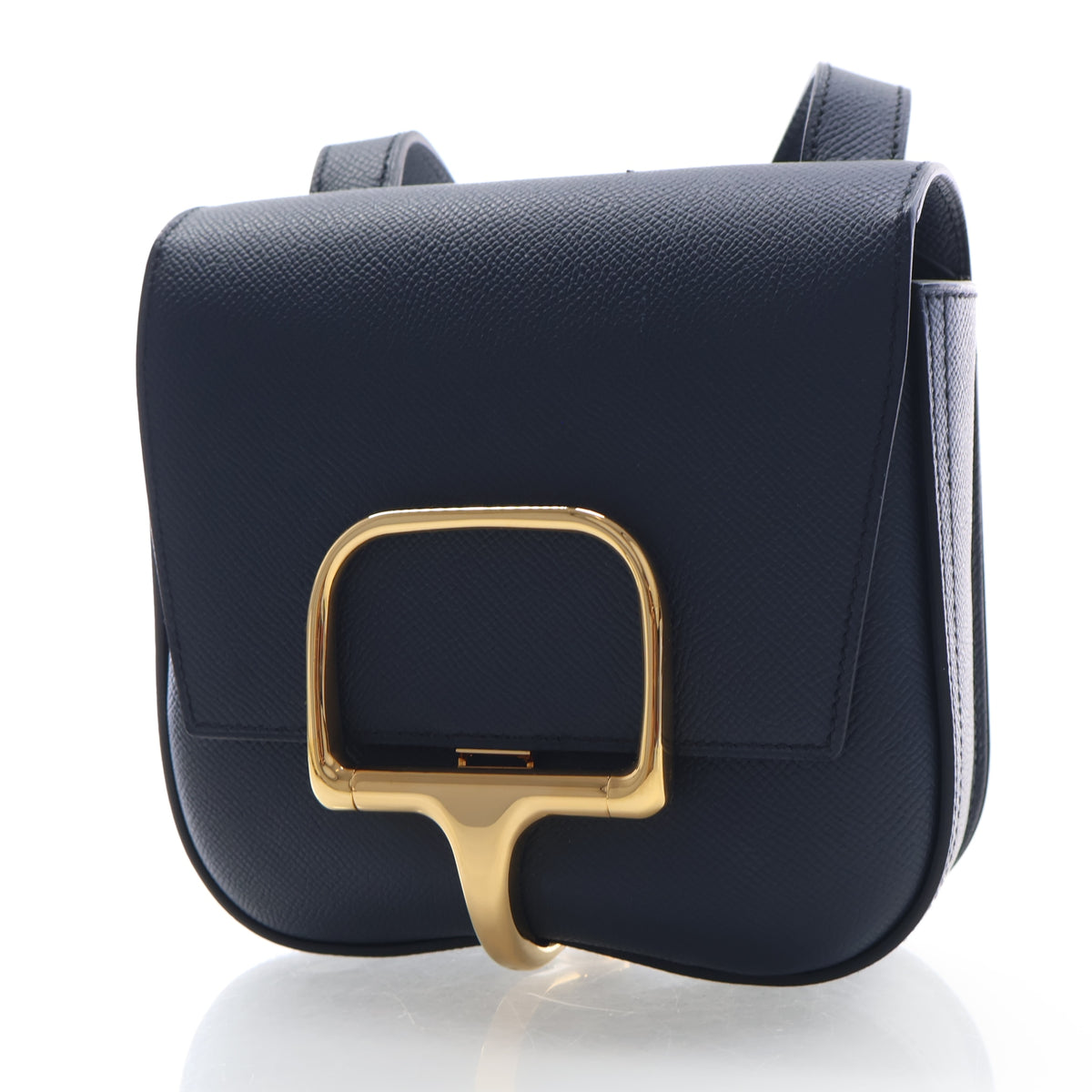 Pre-Owned Hermès Mini Bleu Indigo Epsom Leather Della Cavalleria, front view