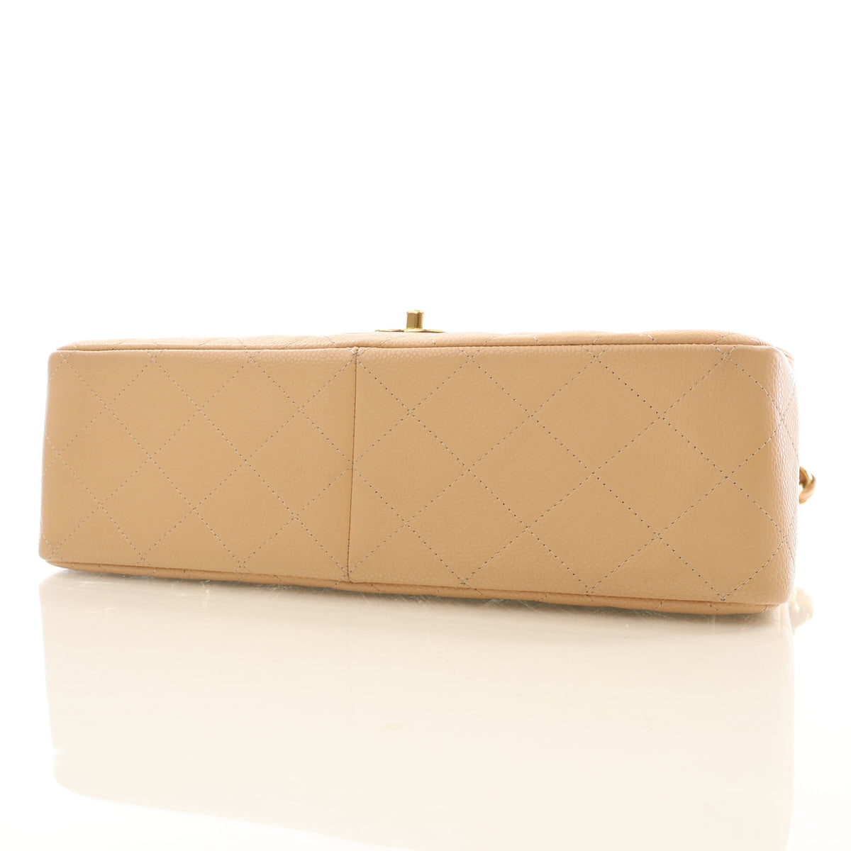Pre-Owned Chanel Classic Double Flap Jumbo Caviar Leather Bag, base view, photo 7 of 17