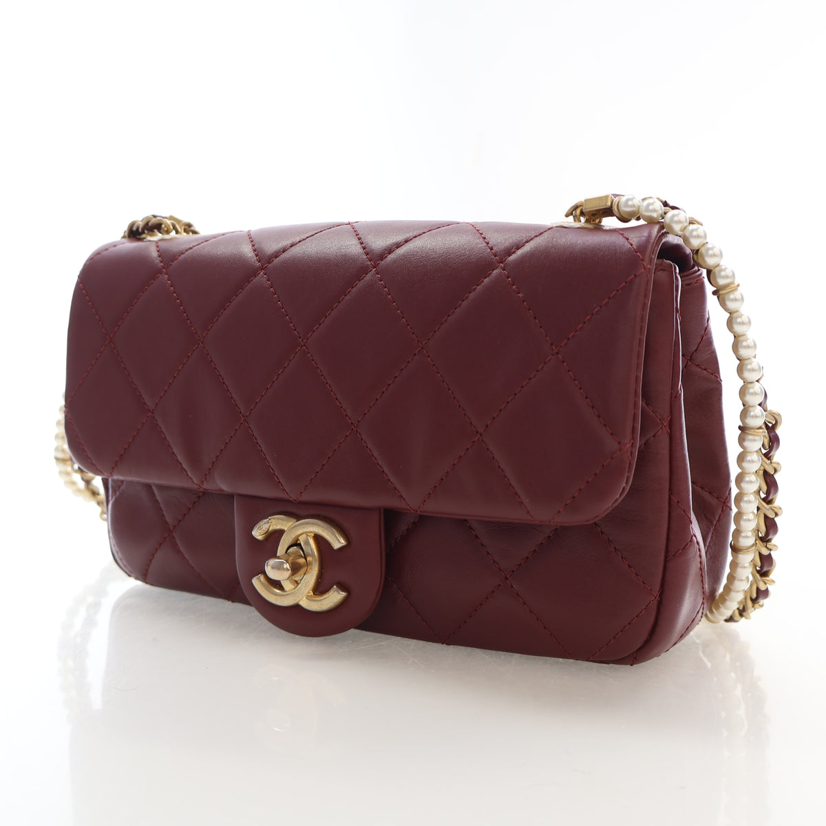 Chanel Mini Lambskin Pearl Chain Flap Bag, photo 3 of 18