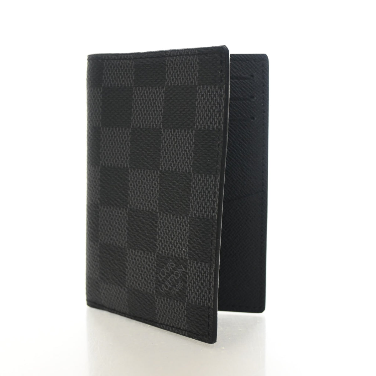 Pre-Owned Louis Vuitton Damier Graphite Pocket Organizer, open front view
