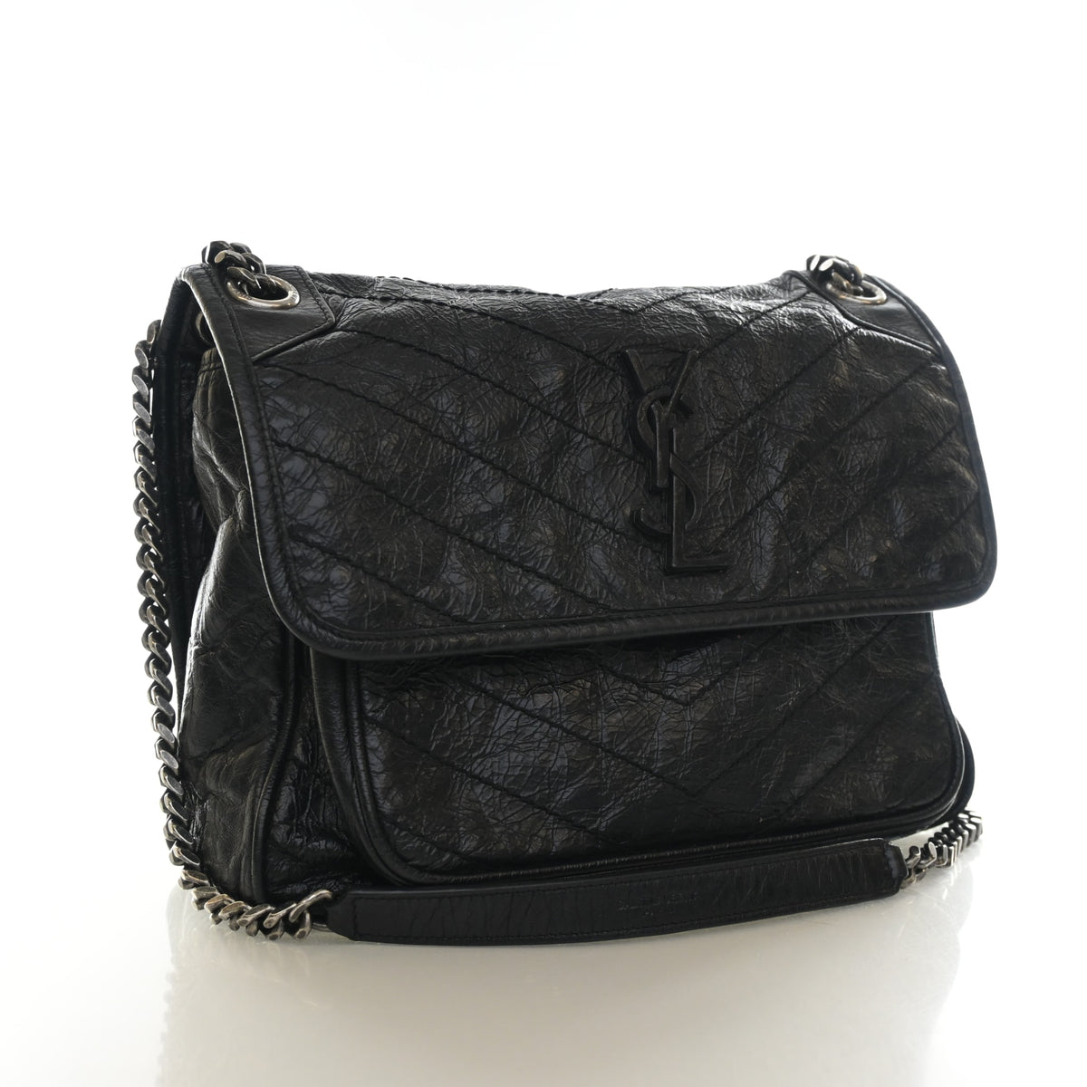 Pre-Owned Saint Laurent Shoulder Bag Medium Calfskin Niki, three-quarter view, authenticated at Luxe Du Jour