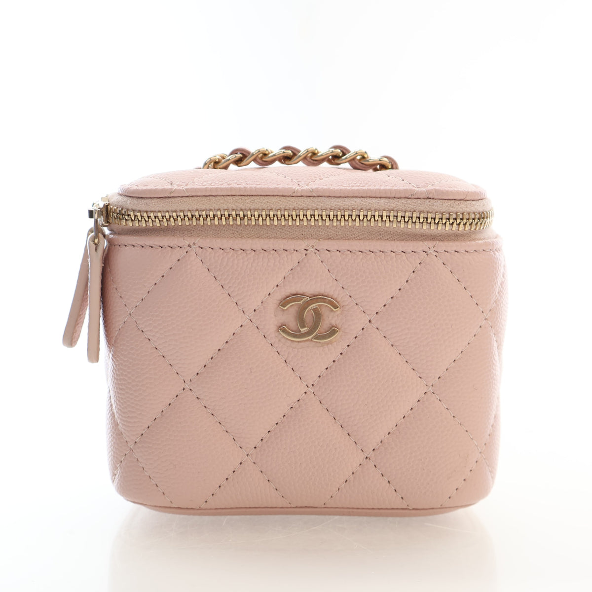 Pre-Owned Chanel Vanity Case Mini Caviar Leather, front view, authenticated at Luxe Du Jour