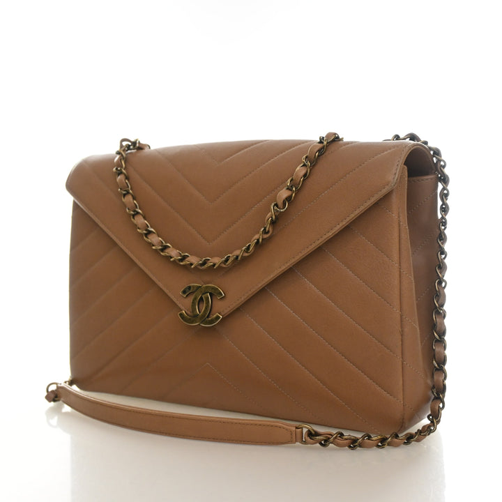 Chanel Large Lambskin Chevron Envelope Double Flap