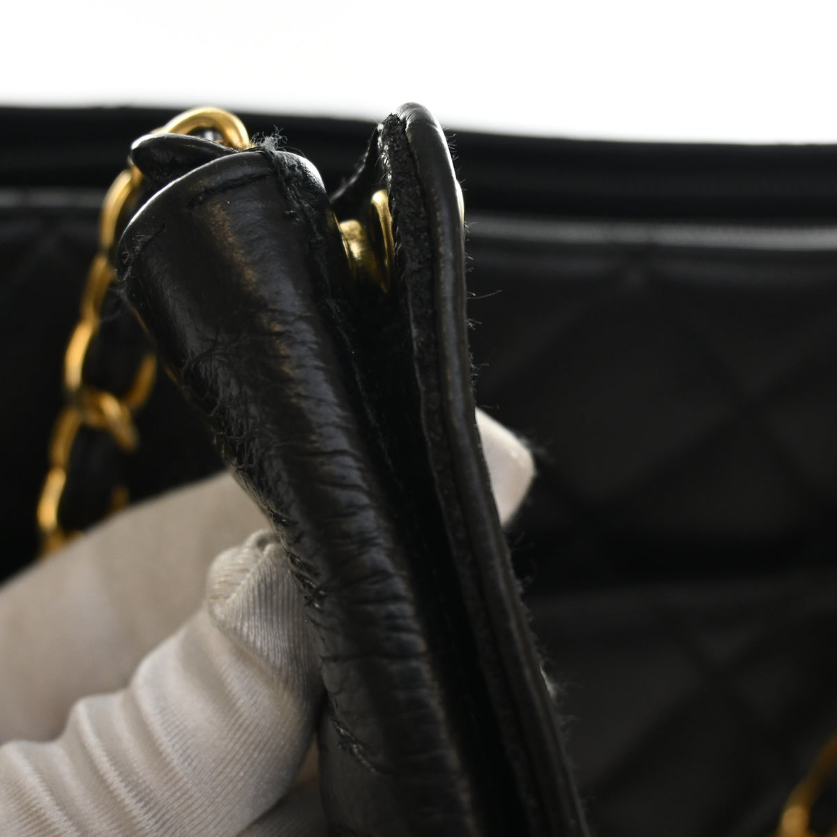 Vintage Chanel Shopping Tote Caviar Leather, side profile