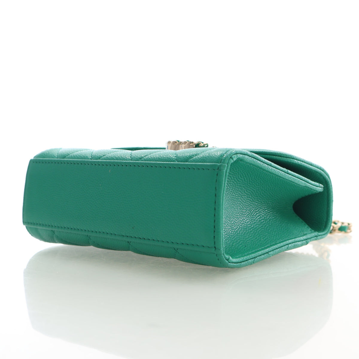 Pre-Owned Chanel Top Handle Mini Caviar Leather Flap Bag, base and feet view, photo 7 of 17