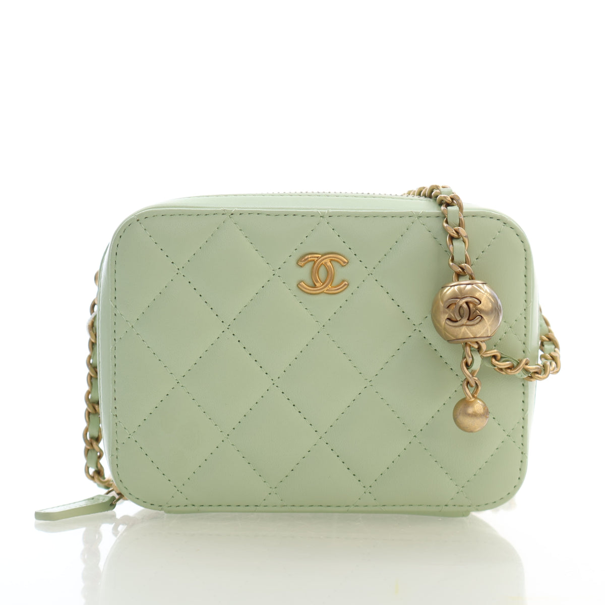 Pre-Owned Chanel Case Mini Lambskin Pearl Crush Camera Bag, front view, authenticated at Luxe Du Jour