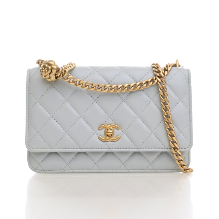Chanel Lambskin Camellia Pearl Crush Wallet On Chain (WOC)