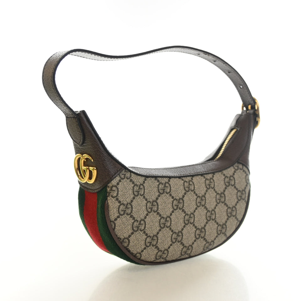 Gucci Mini GG Supreme Ophidia Half Moon Hobo