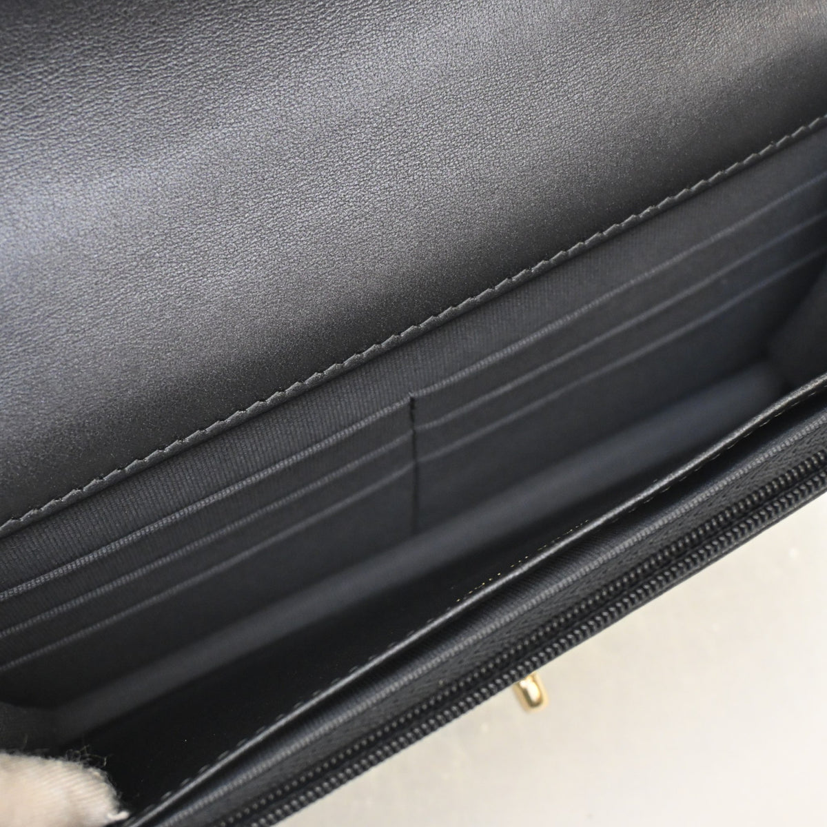 Pre-Owned Chanel Wallet On Chain Pearly Lambskin Charms WOC, open interior