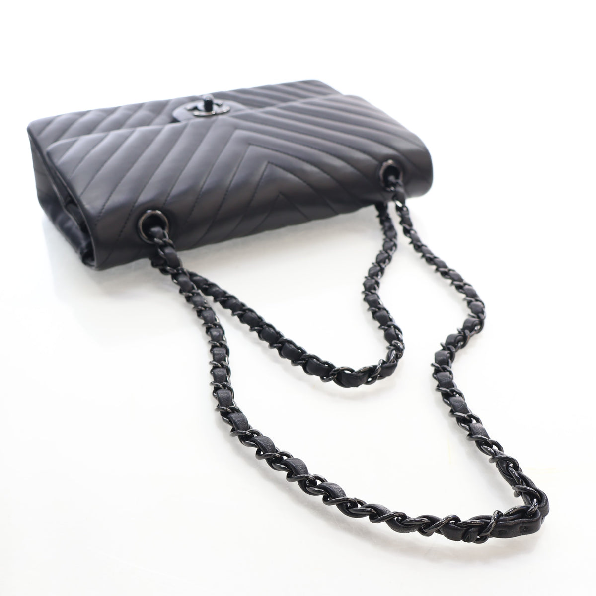 Chanel Medium Lambskin Chevron So Black Double Flap Bag, photo 10 of 17