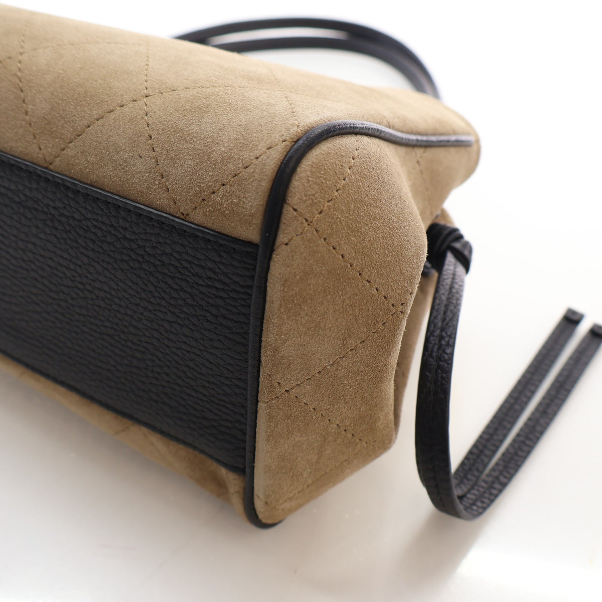 Pre-Owned Chanel Suede Leather Urban Essentials Shopping Bag, corner and edge detail, photo 13 of 17