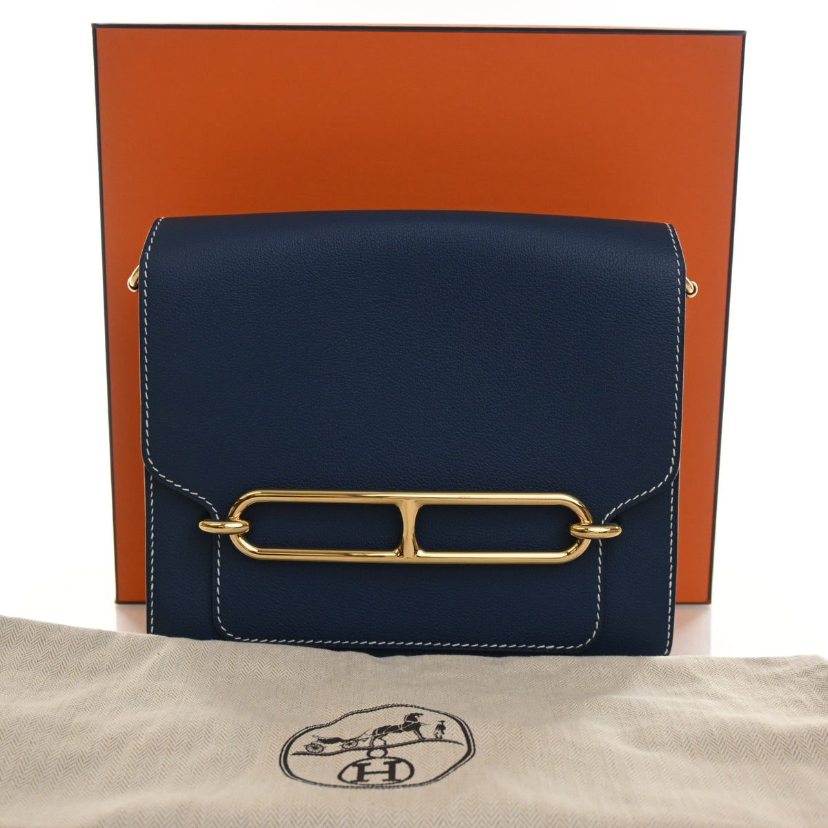 Pre-Owned Hermès 23 Bleu De Galice Evercolor Leather Roulis, front view