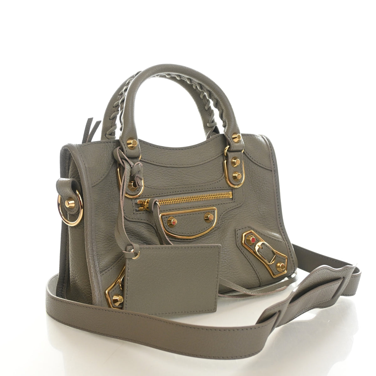 Pre-Owned Balenciaga Mini Goatskin Metallic Edge City, front view