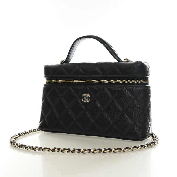 Chanel Small Caviar Slim Vanity Top Handle With Chain