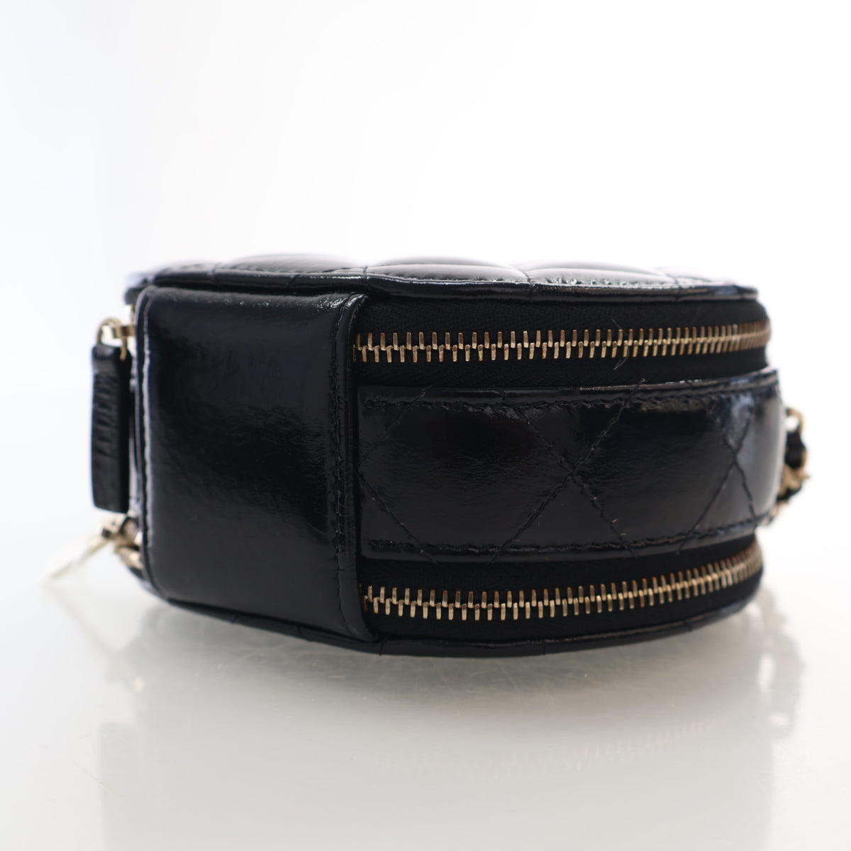 Pre-Owned Chanel Vanity Case Small Lambskin Round Handle With Care, base and feet view