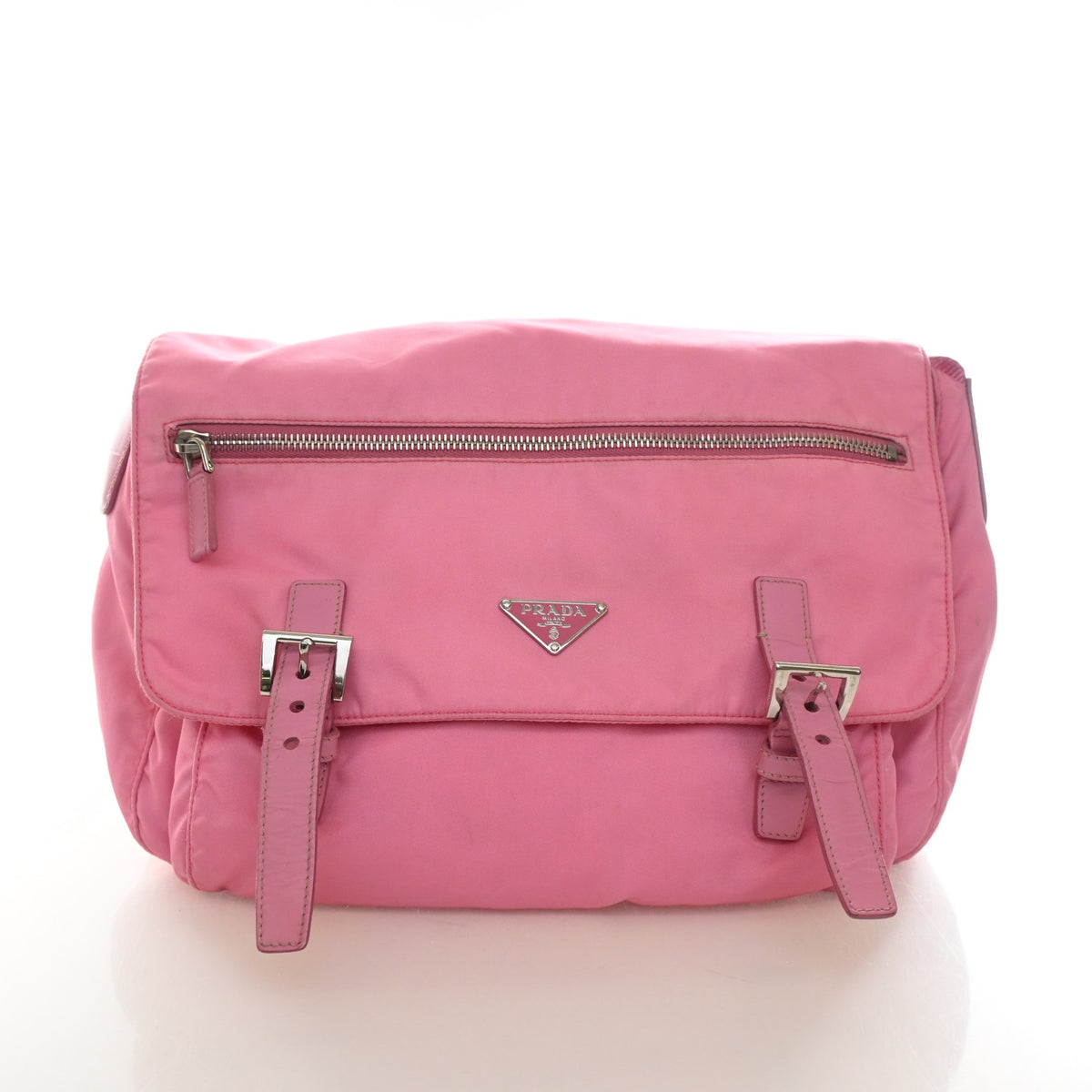 Pre-Owned Prada Re-nylon Messenger Bag, front view, authenticated at Luxe Du Jour