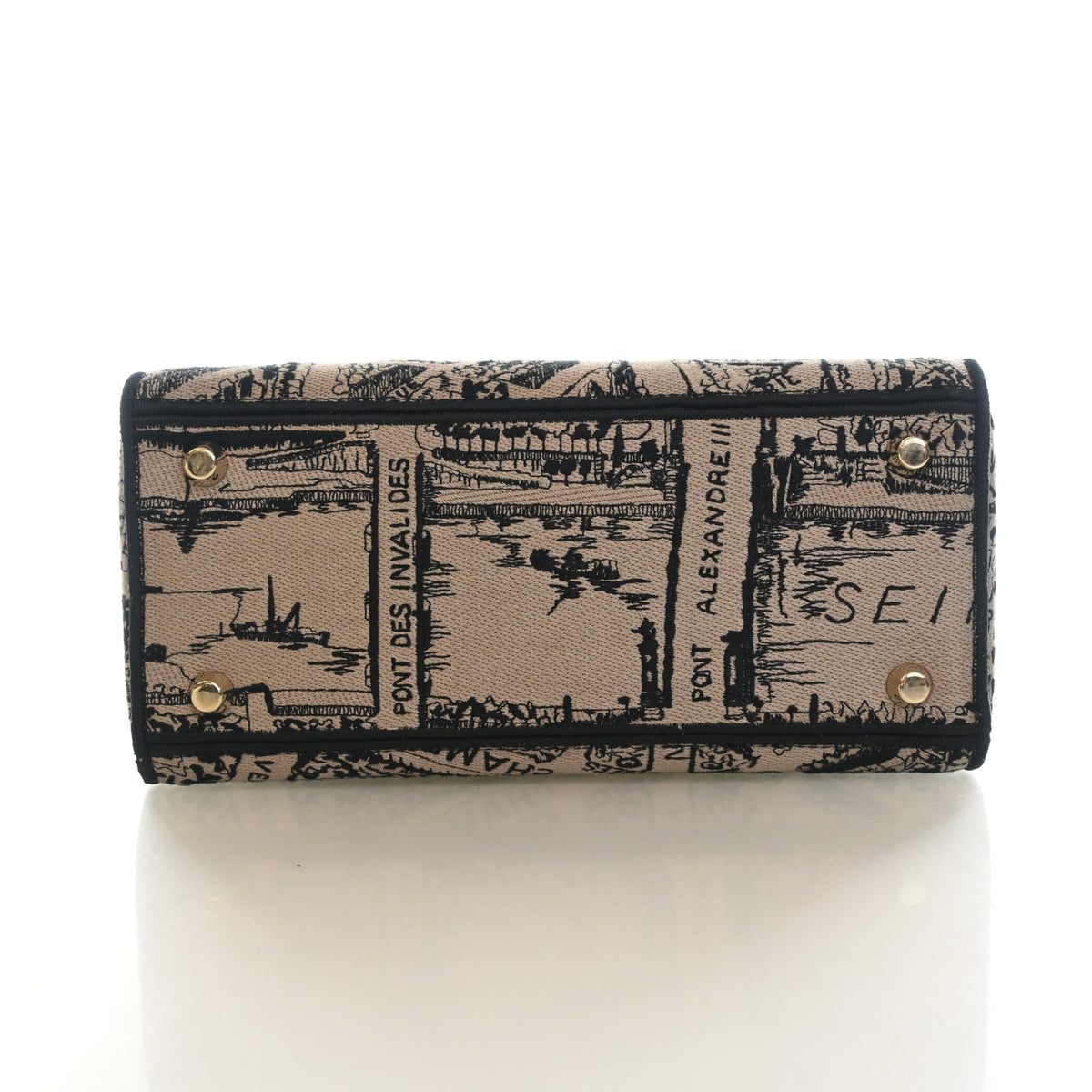 Pre-Owned Christian Dior Medium Toile De Jouy Plan De Paris Lady D-lite, base and feet view, photo 7 of 12