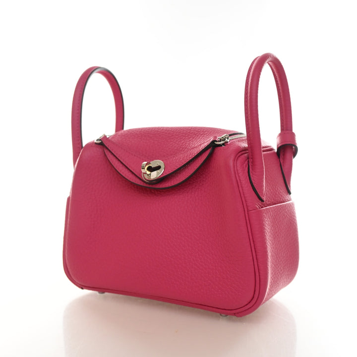 Hermès Rose Shocking Clemence Mini Lindy 20