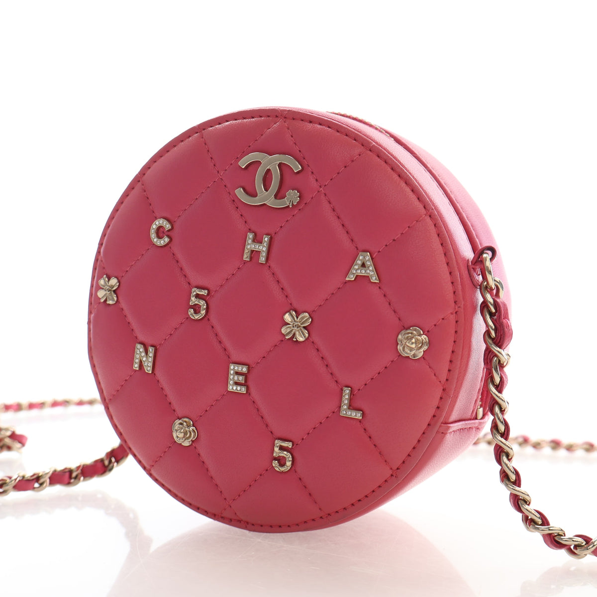 Pre-Owned Chanel Crossbody Bag Mini Lambskin Round, front view, photo 3 of 18
