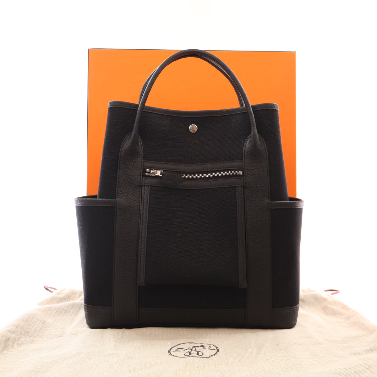 Hermes Noir Toile Garden Party Pockets Vertical Bag, photo 17 of 17
