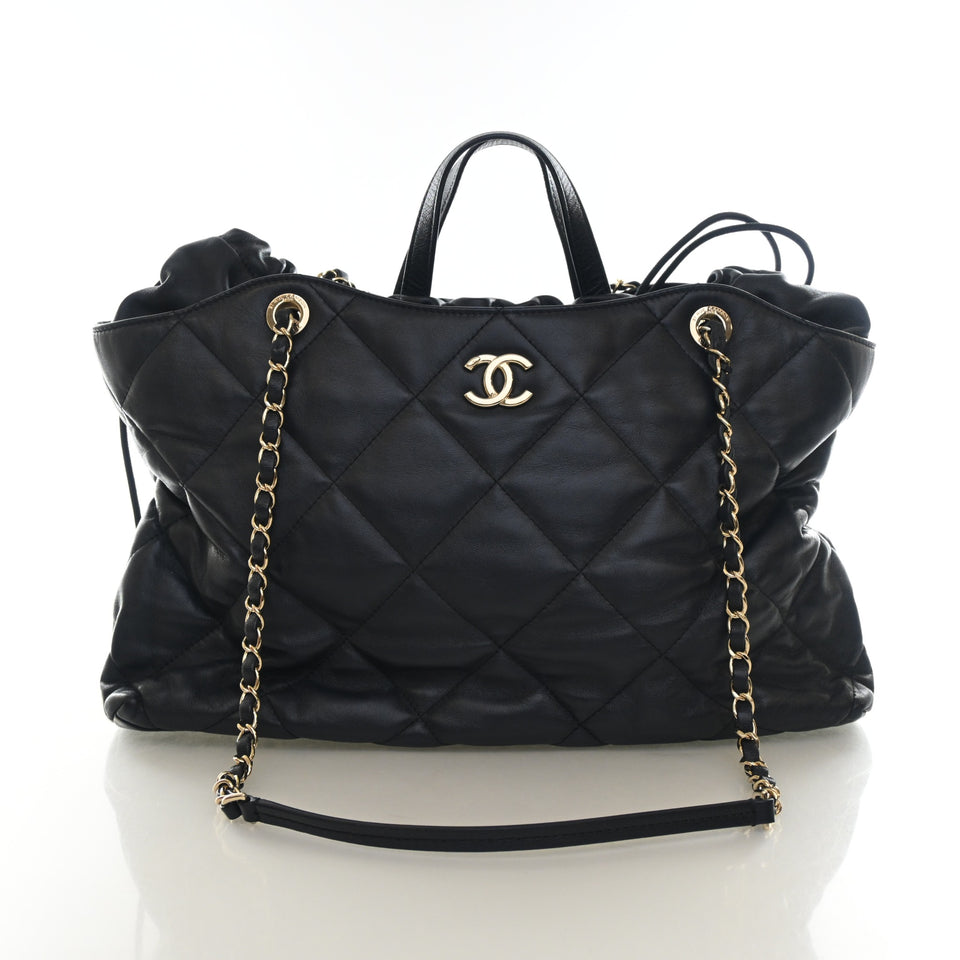 Chanel Calfskin CC Drawstring Shopping Tote
