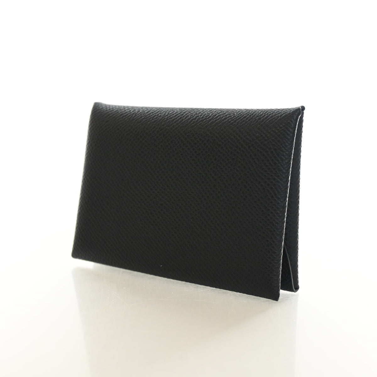 Pre-Owned Hermès Card Holder Noir Epsom Leather Calvi, front view, photo 3 of 11