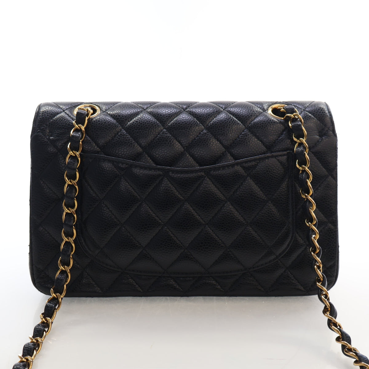 Pre-Owned Chanel Classic Double Flap Small Caviar Leather Bag, back view, photo 11 of 19