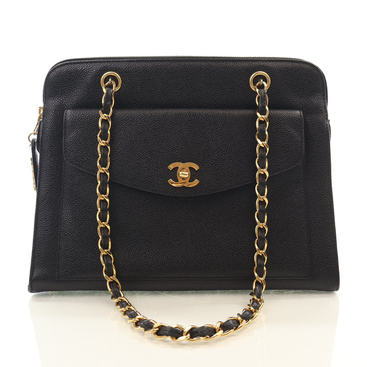 Chanel Vintage Medium Caviar Front Pocket Tote