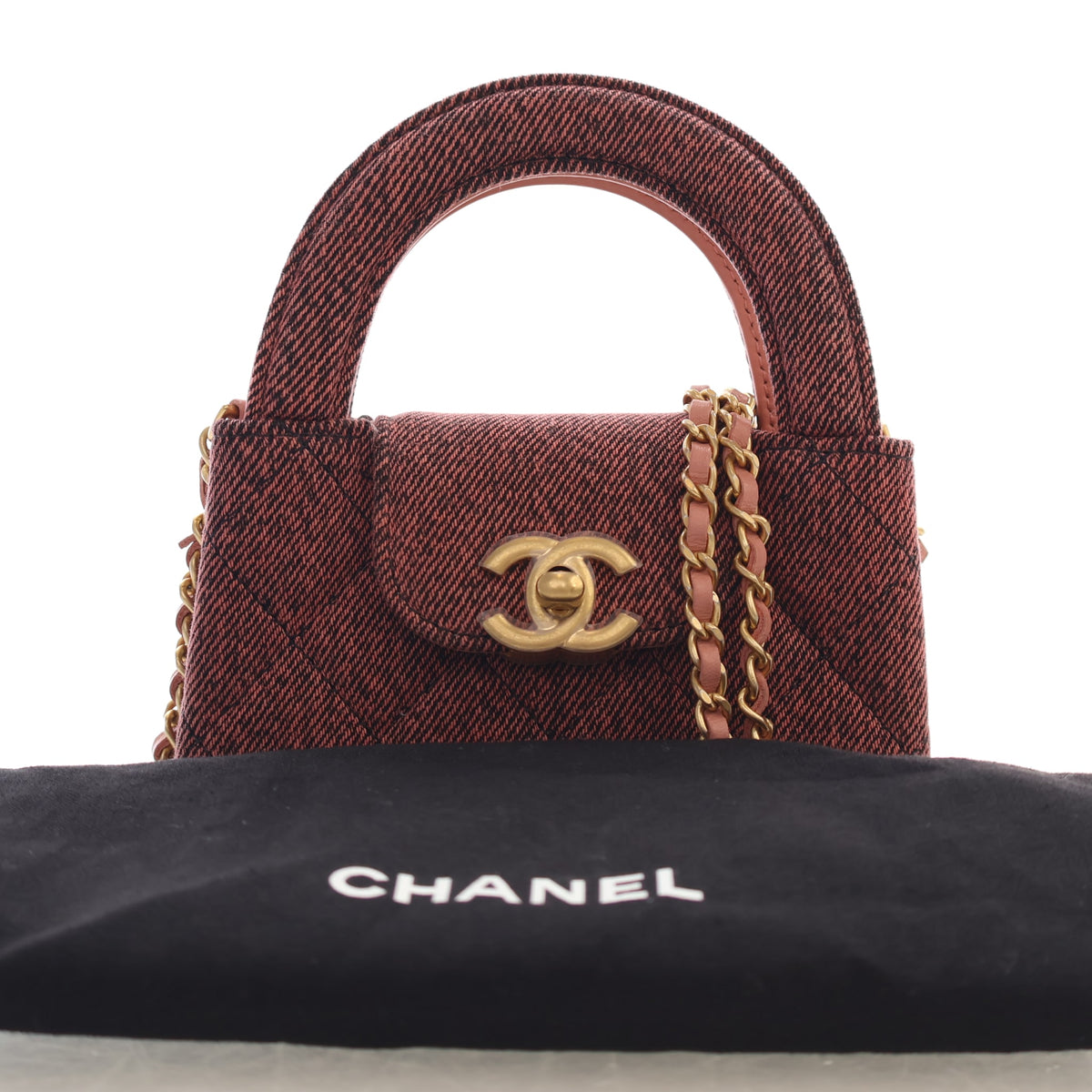 Pre-Owned Chanel Top Handle Nano Denim Kelly, front view, photo 16 of 16