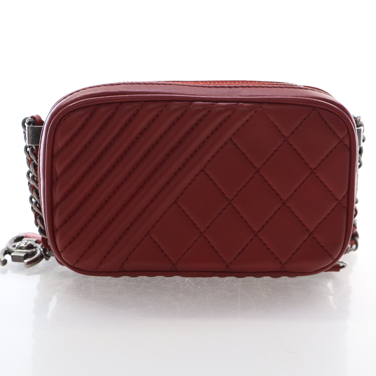 Pre-Owned Chanel Camera Bag Lambskin Coco Boy With Chain, front view