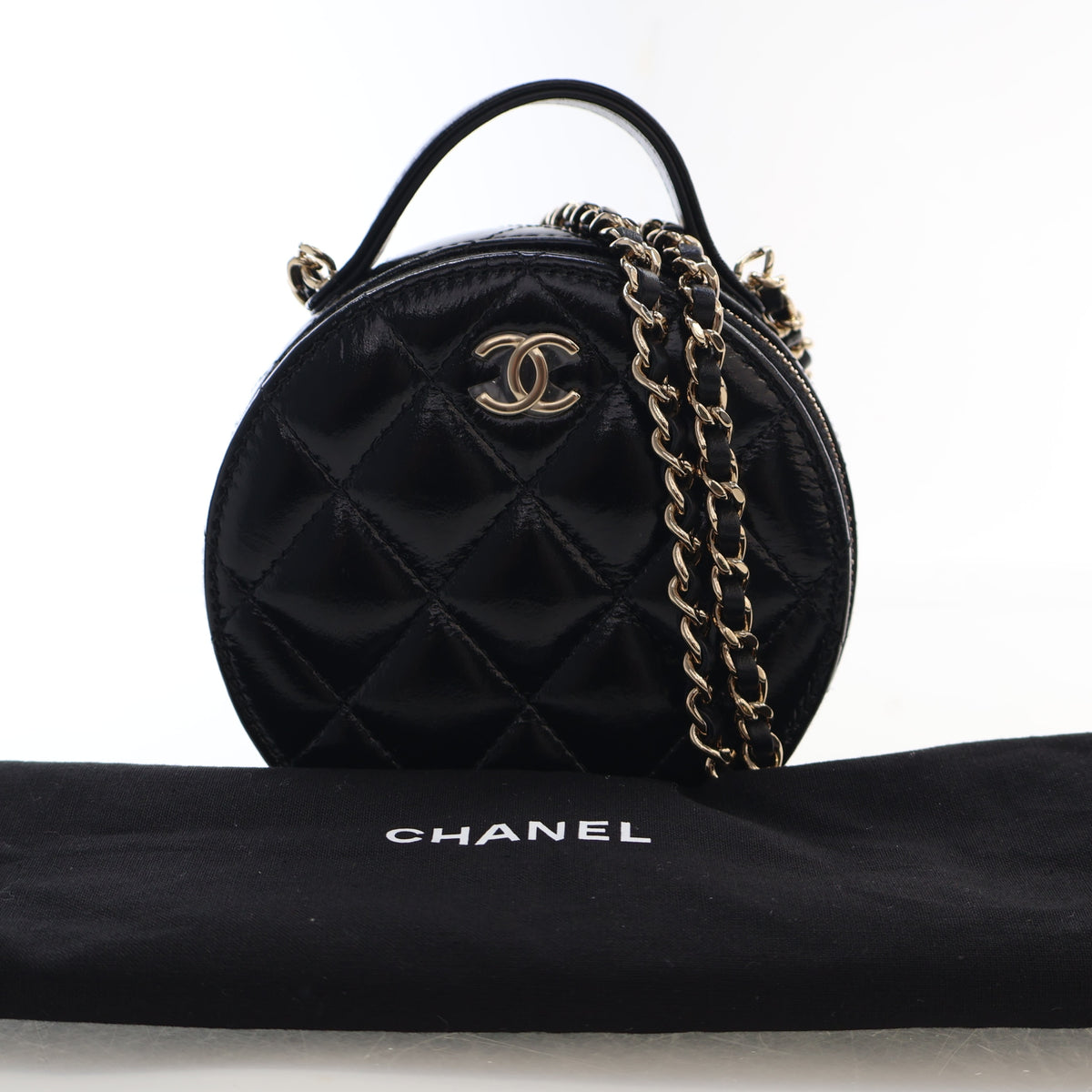 Pre-Owned Chanel Vanity Case Small Lambskin Round Handle With Care, front view, photo 16 of 16