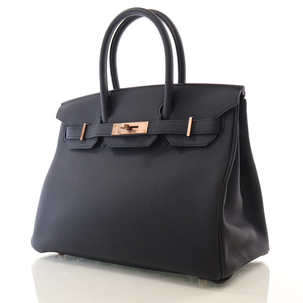 Pre-Owned Hermès Birkin 30 Noir Togo Leather, three-quarter view